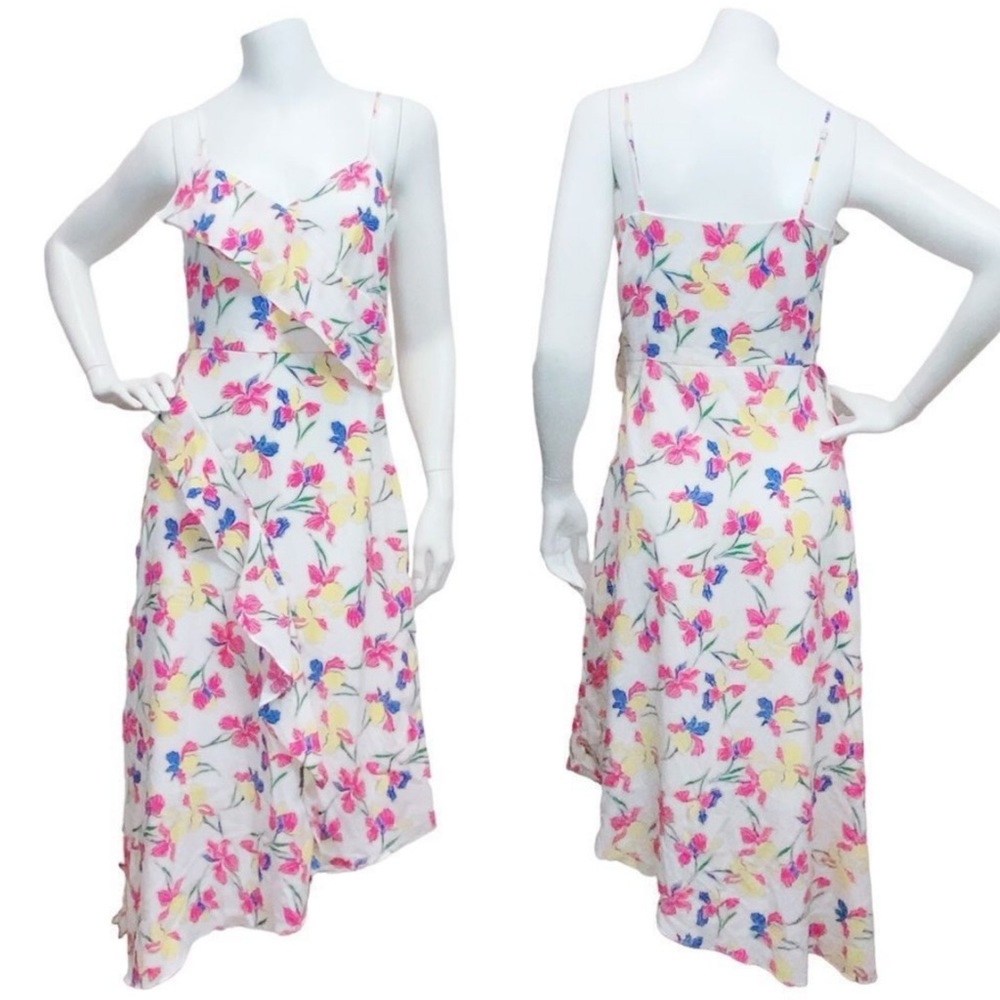 Banana Republic Women's Sz 0 Floral Multicolor Asymmetrical Hem Strappy Dress